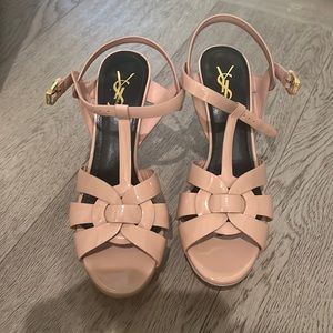 saint laurent Tribute Light Pink Ankle Strap Platform 4.1 in height